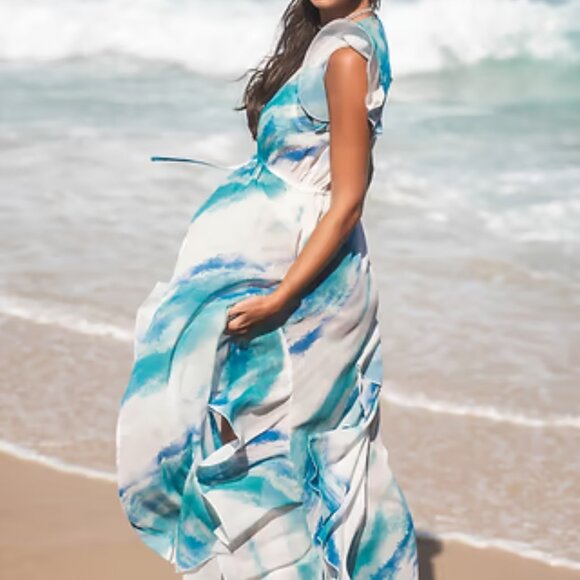 Cupshe Watercolor Maxi Cover-Up Duster Kimono Size S | NWT - Picture 2 of 3